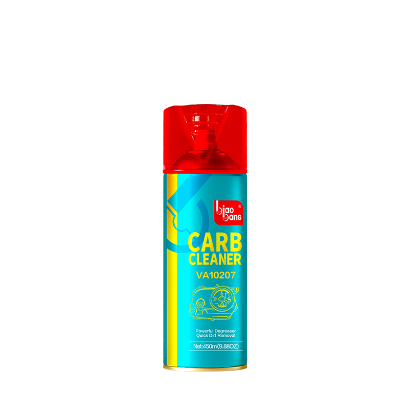 Front view of  Carb Cleaner 450ml with bold yellow branding and “VARNISH” removal claim