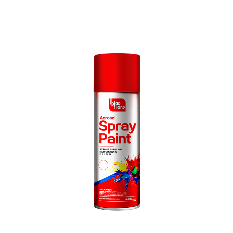 Biaobang Aerosol Spray Paint Front View - Red Can with Color Splash Design