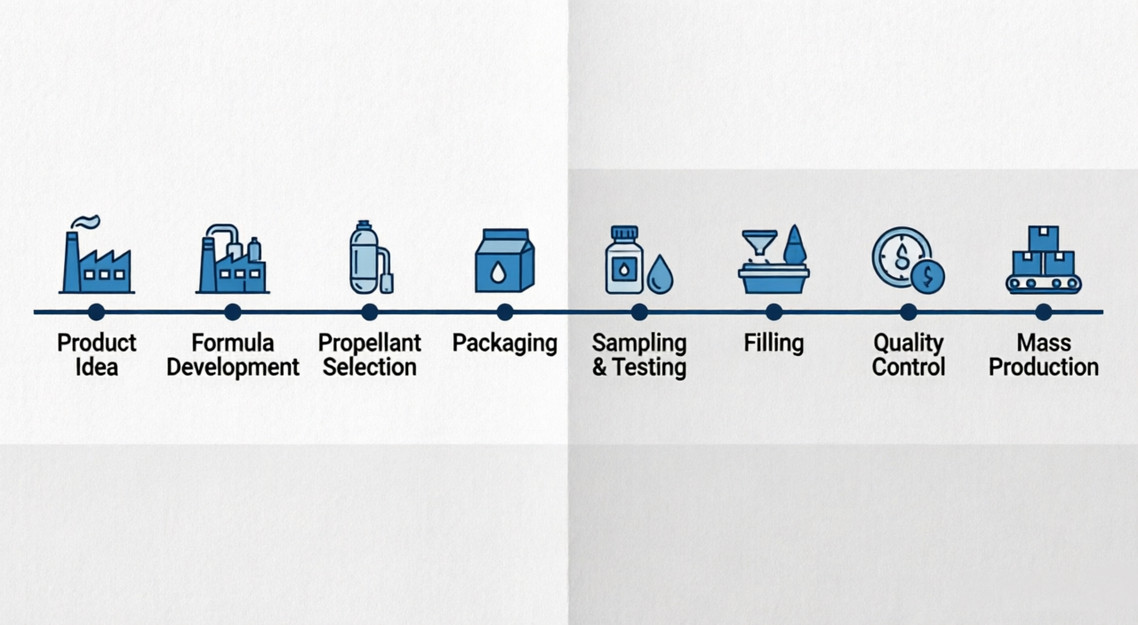 Aerosol contract manufacturing process from product development to mass production