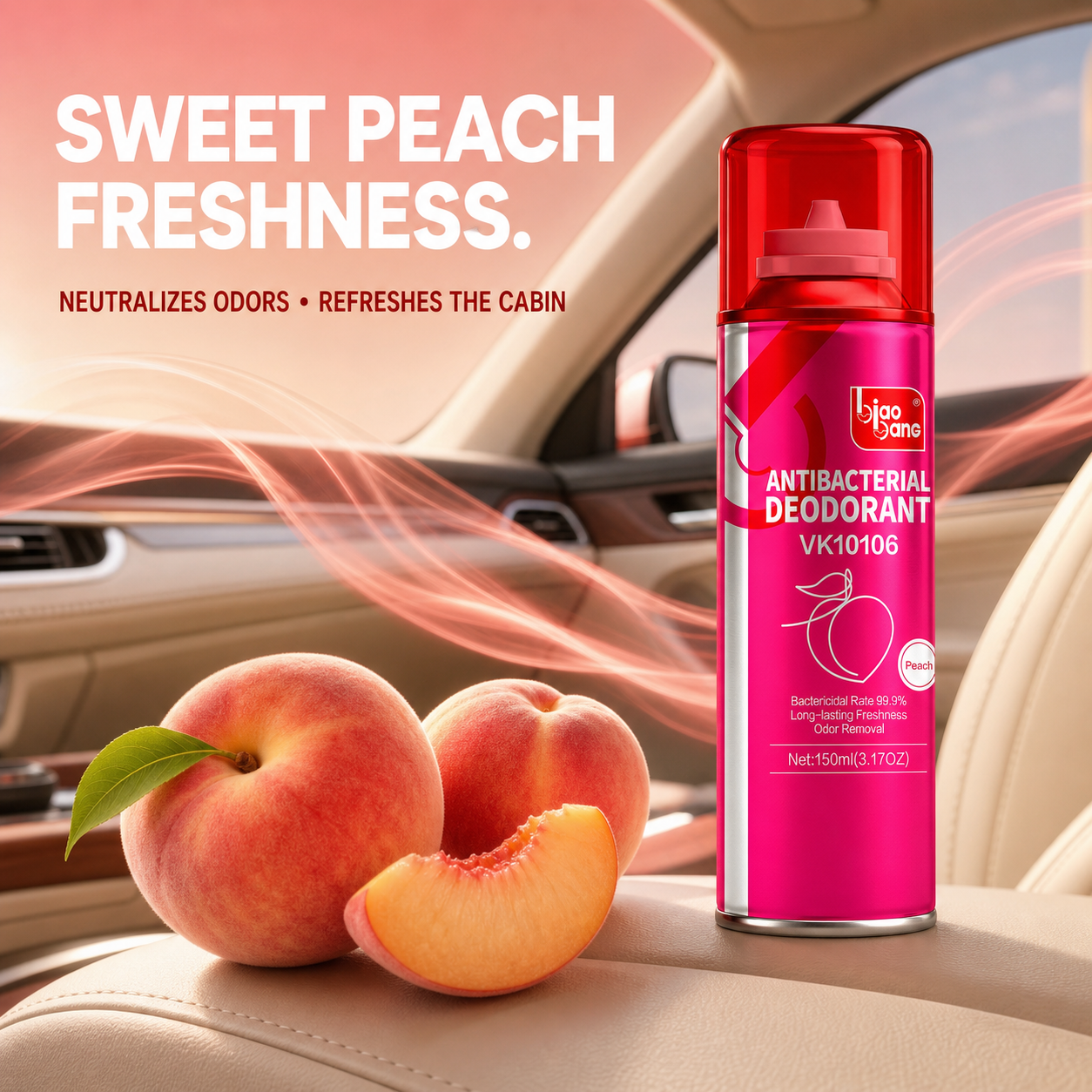 Biaobang Peach Antibacterial Deodorant Spray for Car & Home