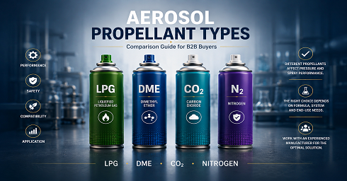 Aerosol propellant types comparison of LPG, DME, CO2 and nitrogen