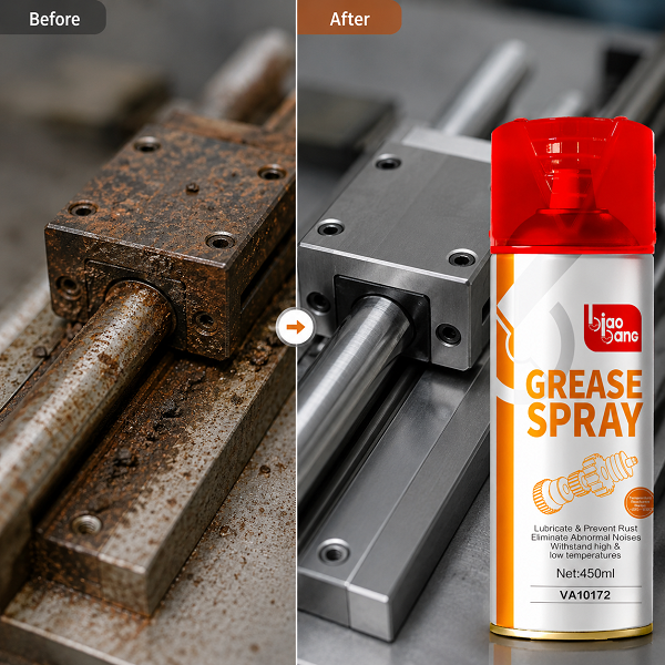 Biao Bang Grease Spray Before and After Rust Removal on Mechanical Parts
