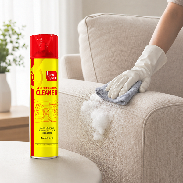Biao Bang Foam Cleaner Application on Home Fabric Sofa